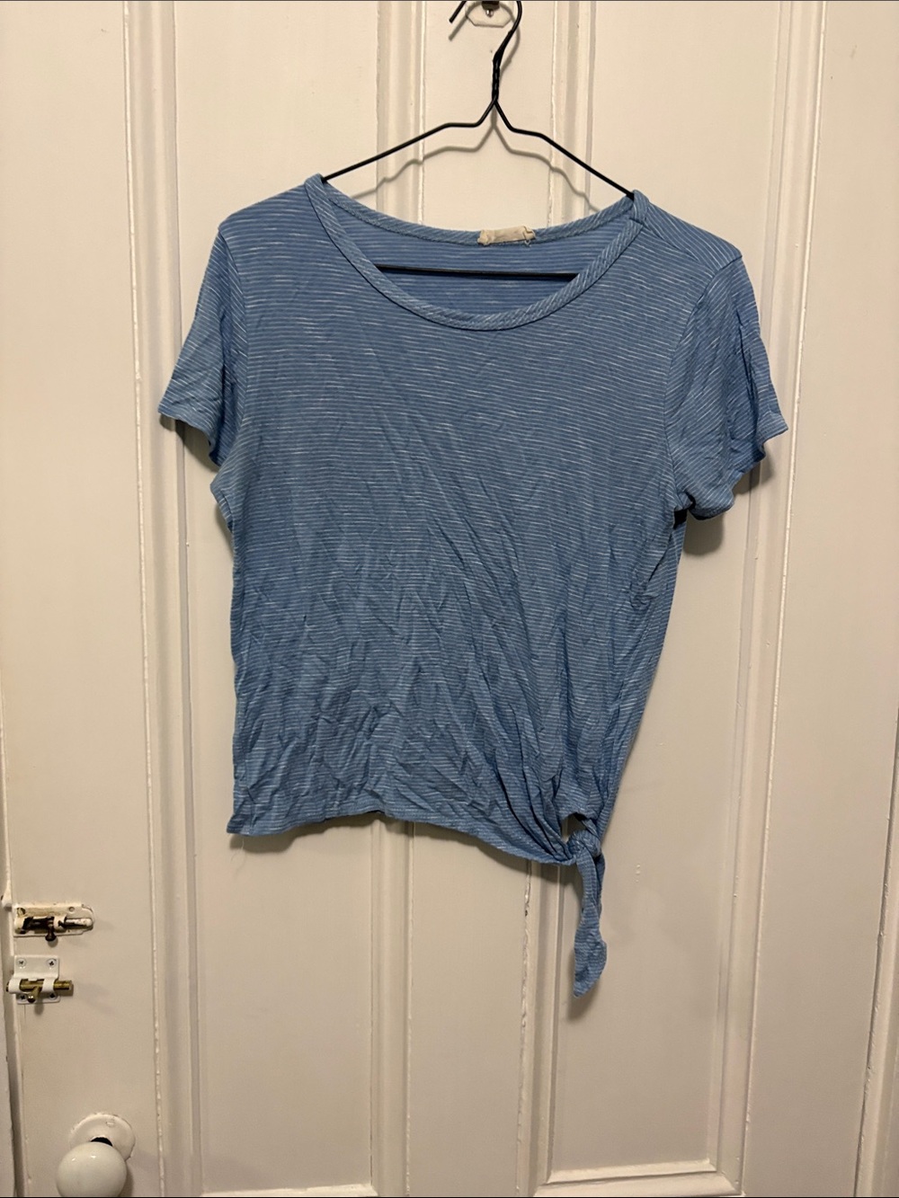 Olivia Rae Blue Striped Tie-Side Short Sleeve Tee